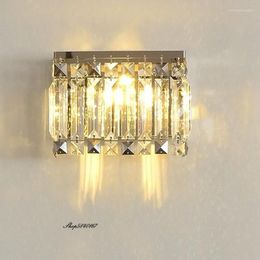 Wall Lamps Modern Crystal Led Lamp Stainless Steel Base Chrome Gold Sconce Living Room Background Light Decor Bathroom