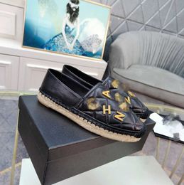 Chanells Gold Channel Loafer Women Metal Quilted Shoes Leather Letter Espadrilles Buckles Charm Embrossed Casual Sneaker Designer Shoes Slip Flat Mule Beach Slide