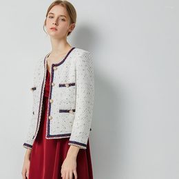 Women's Jackets Fragrant White Tweed Short Jacket 2023 Spring Autumn Retro Temperament Coats