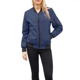 Women's Jackets Spring And Autumn Solid Colour Thin Flight Jacket Casual Long Sleeved Western Women Clothes Zip Up