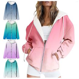 Women's Hoodies Ladies Round Neck Long Sleeve Gradient Print Hoodie Fashion Loose Top Lightweight Women Pullover Sweatshirts