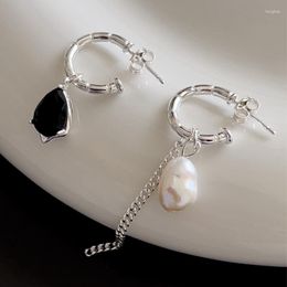 Hoop Earrings Trendy Silver Gold Color Drop Black White Asymmetric For Women Girl Gift Fashion Jewelry Dropship Wholesale