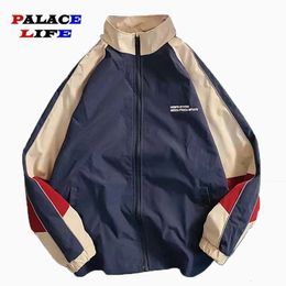 Men s Vests Hip Hop Mens Windbreaker Jacket Spring Patchwork Colour Block Sportswear Coat Fashion Loose Thin College Jackets 230802