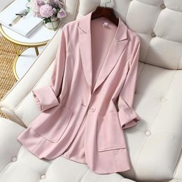 Women's Suits Women Summer Fashion Office Wear Large Size 5XL Blazers Coat Vintage Pockets Female Outerwear Chic Thin Tops
