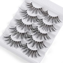 False Eyelashes 5 Pairs 3D Effect False Eyelashes Natural Long Wispy Full Strip Black Lashes Extension Handmade CrueltyFree Eye Makeup Tools x0802