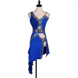 Stage Wear Custom Latin Dance Dress Costumes Adult Stick Drill Sexy Backless Competition