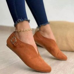 Dress Shoes Suede Women Loafers Summer Flats Retro Pointed Toe Slip on Casual Zapatos Mujer Plus Size 43 Breathable V Port 230801