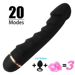 Vibrators 20 Modes Vibrator Soft Silicone Dildo Realistic Penis Strong Motor Gspot Clitoral Stimulator Female Masturbator Adult Sex Toys 230801