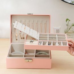 Storage Boxes Fashion Jewellery Display Case Ring Box Cabinet Armoire Portable Organiser Travel Earrings Romantic