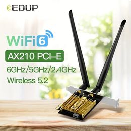 Upgrade Your PC to WiFi 6E with EDUP AX210 BT5.2 PCIE WiFi Card - Up to 5400Mbps, 160MHz, Ultra-Low Latency, OFDMA, MU-MIMO - Perfect Gift for Birthday/Easter/Boy/Girlfriend!