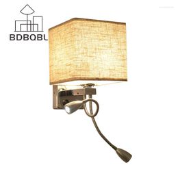 Wall Lamps BDBQBL Modern Lights LED Reading Lamp Hostel Bed Night Tubing Rocker Light Fabric Sconce Bathroom Fixtures