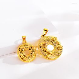 Pendant Necklaces Delicate 14K Gold Plated Necklace For Women Men Wedding Engagement Jewelry Round Yellow No Chain Gifts