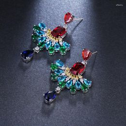 Dangle Earrings Fashion Multicolor Cubic Zirconia Winged Bird For Brides Romantic Women Party Wedding Valentine's Day Jewelry