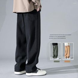 Men's Pants Fashion Men Suit Solid Full Baggy Casual Wide Leg Trousers High Waist Straight Bottoms Streetwear Oversize D115
