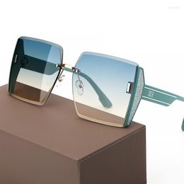 Sunglasses 2023 Classic Vintage Square Woman Gradient Mirror Frameless Sun Glasses Female Retro Fashion Rimless