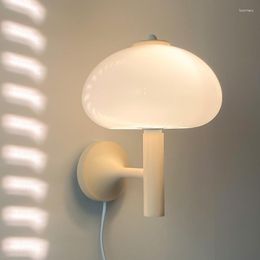Wall Lamp Cute Cream Mushiroom Glass Lights Study Aisle Bedroom Bedside Light Bauhaus LED
