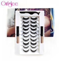 False Eyelashes Magnetic Set 3D Mink Lashes 5 Magnet With Eyeliner Waterproof Natural Girlglee Makeup Tools 230801