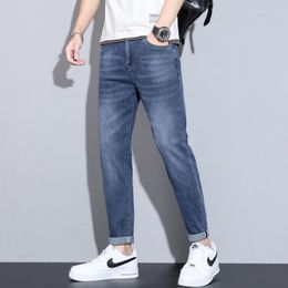 Men's Jeans 28-38 Mens Male Denim Pant Four Seasons Zipper Long Regular Solid Casual Thin Handsome Trousers Clothes Hw60