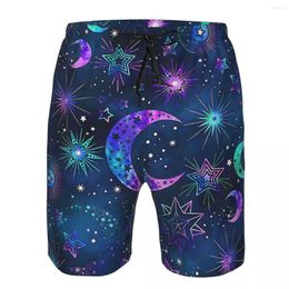 Men's Shorts Men Beach Short Quick-drying Swimming Trunk Galaxy Moon Starry Star Swimwear Swimsuit Bathing