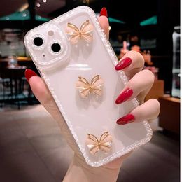 Cell Phone Cases Luxury Glitter Metal Butterfly Transparent Soft Case For iPhone 13 12 Pro Max 11 X XS XR 7 8 Plus SE 3 Clear Silicone Cover L230731