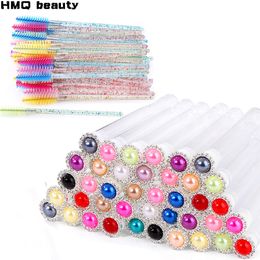 Makeup Tools 50Pcs Diamond Reusable Eyelash Brush Tube Pearl Empty Eye Lash Brushes Bottle Mascara Wand In Luxurious p230801