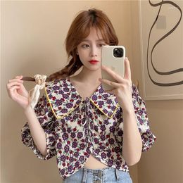 Women's Blouses Korejepo Baby Neck Floral Top Bubble Sleeve Shirt For Summer 2023 Korean Chic Fresh Casual Versatile Age Reducing Tops
