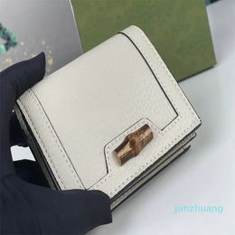 Fashion women designer wallets luxurys bamboo coin purses famous card holder classic double letters mark woman short clutch bags