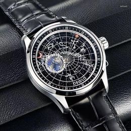 Wristwatches Three-Dimensional Watch Men's Automatic Mechanical Star Bucket Rotating Luminous Fashion Trendy