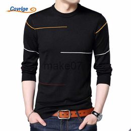 Men's Sweaters Covrlge New Autumn New Men's Sweater Fashion Slimfit Pullover Male Striped Pullover Men Brand Clothing Turtle Neck Shirt MZL010 J230802
