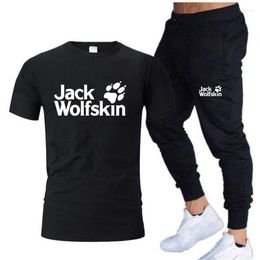 Men's Tracksuits 2023 JACKWOIFSKIN Casual Sportswear Suit Summer Man Suits Two Piece T-shirt Pants Brand Track Men Short Sleeve Joggi