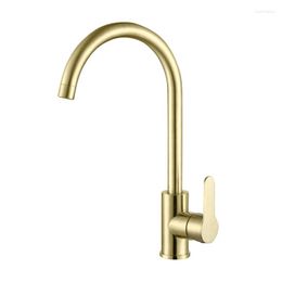 Bathroom Sink Faucets Brushed Gold Kitchen Faucet And Cold Washing Basin Splash-Proof Nordic Light Luxury