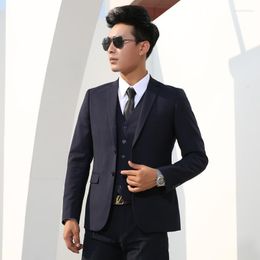 Men's Suits Shenrun Men Slim Business Formal Casual Classic Suit Wedding Groom Party Prom Single Breasted Color Black Gray Navy Blue