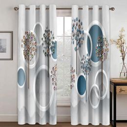 Curtain Abstract Art Modern Simple Ring Black And White Face Thin Windows Curtains For Living Room Bedroom Decor 2 Pieces