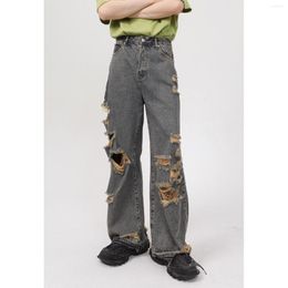 Men's Pants Retro Korean Baggy Hip-hop Straight Casual Oversized Overalls Jeans Street Y2K Trousers 2023