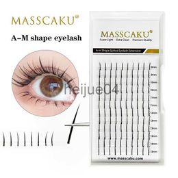 False Eyelashes MASSCAKU Flat Base Individual cluster spikes lash wispy premade russian matte Classic natural fluffy false eyelash make Up x0802