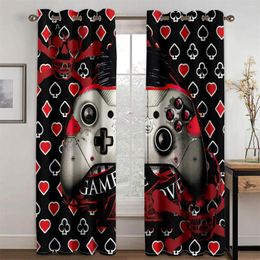 Curtain Children's Kids Gamepad Boy Spades Design 2 Pieces Thin Curtains For Living Room Bedroom Window Drape Decor