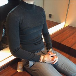 Men's Sweaters 2023 Autumn Winter Cotton Sweater Men Long Sleeve Pullovers Man Half Turtleneck Tops Casual Solid Knitting Clothing