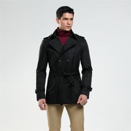 Men's Trench Coats Spring Coat Autumn Double-Breasted British Fashion Slim Business Casual Short Clothes Casaco Masculinos Blue Black