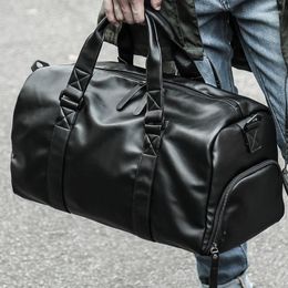 Duffel Bags Male Leather Travel Duffle Independent Storage Big Fitness Handbag Luggage Shoulder Bag Large Capacity Business Tote