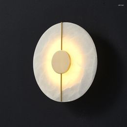 Wall Lamp Home Atmosphere Lighting Fixtures Gold Copper Warm Light Loft Deco Natural Marble LED Living Room Bedroom Scocne