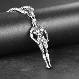 Pendant Necklaces Fashion Glamor Bodybuilder Athletic Muscle Man Necklace Men Women Rock Everyday Street Jewelry Gifts