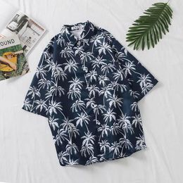 Men's Casual Shirts Fashion Summer Blouse For Men 2023 Hawaiian Floral Cotton Button Down Tropical Holiday Beach With Pocket