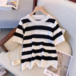 Women's Sweaters Oversized Striped Gothic Women Ripped Holes Loose Knitted Pullover Frayed Fairy Grunge Jumpers Emo Streetwear Lolita