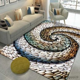 Carpets 3D Stone Beach Pebbles Area Rug for Living Room Anti-slip Bedroom Sofa Door Mat Home Decor Floor Rug Entrance Doormat R230802