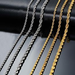 Chains Width 2/2.5/3mm 316L Rope Chain Necklace Stainless Steel Never Fade Waterproof Choker Men Women Jewelry Gold Color Gift