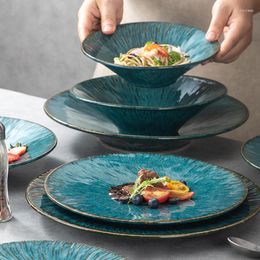 Plates European Creative Steak Plate Vintage Personalised Western Restaurant Kiln Change Daiqing Ceramic Kitchen Tableware