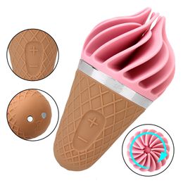 Vibrators Mini Ice Cream Sex Vibrator Female Masturbation G Spot Clitoris Stimulator Soft Silicone Cone Sex Toy for Women 230801