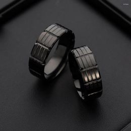 Cluster Rings Fashion Western Black Coating Stainless Steel For Trendy Men Jewellery