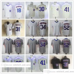 Vintage Movie Baseball Wears Jersey 52 Yoenis Cespedes 18 Darryl Strawberry 30 Michael Conforto 1969 31 Mike Piazza 41 Tom Seaver Men Women Youth Size S--XXXL