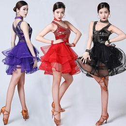 Stage Wear Dazzling Latin Dance Dress For Women Cha Costumes Modern Big Swing Clothes